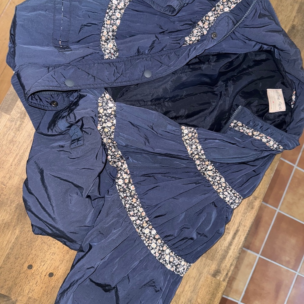 Free People Midnight Blue Jacket with Floral Accents